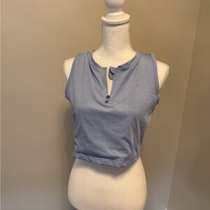 Women's Blue Sleeveless Athletic Workout Top